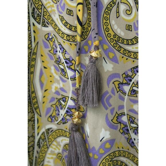 Earthbound Trading Co Women's Yellow Patterned Backless Maxi Dress Cutouts S - Picture 7 of 9